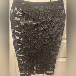 Floral sequin knee length skirt